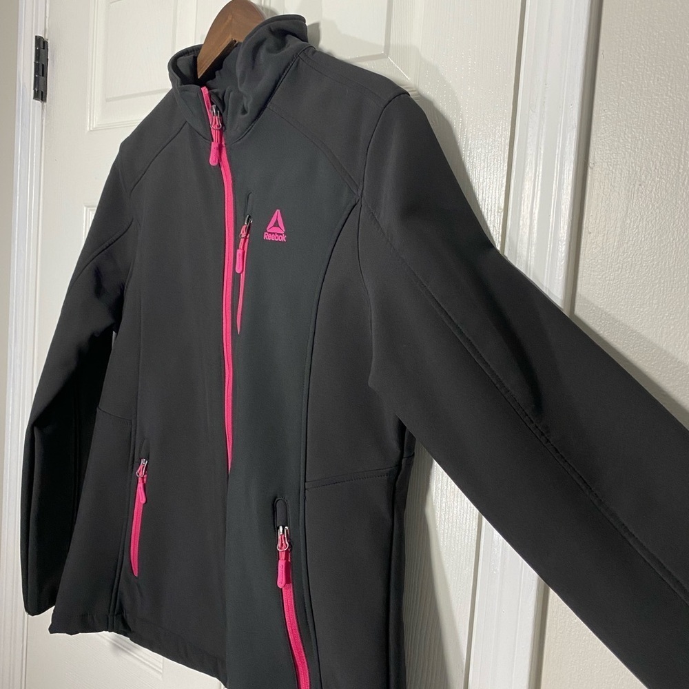 Reebok Women’s Softshell Jacket L Black Pink Full Zip Athletic Running Coat - Picture 6 of 11